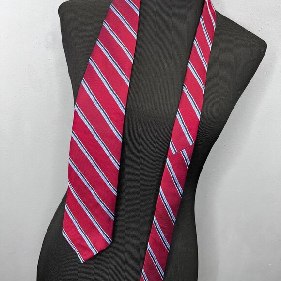 Brooks Brothers 346 Silk Tie Repp Stripe Burgundy Blue Diagonal - Picture 2 of 3
